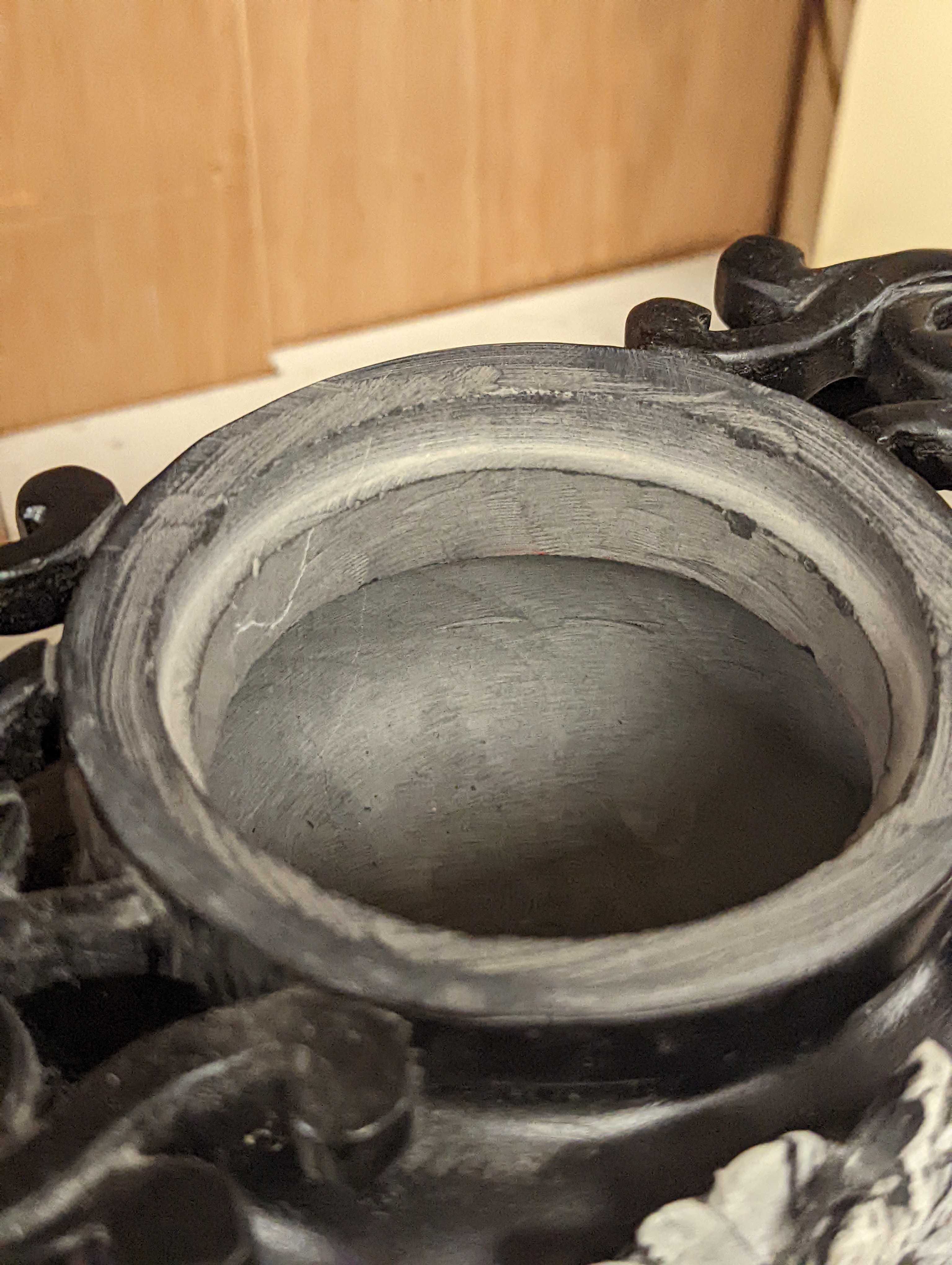 A large decorative Chinese black hardstone tripod censer and cover - 25.5cm high